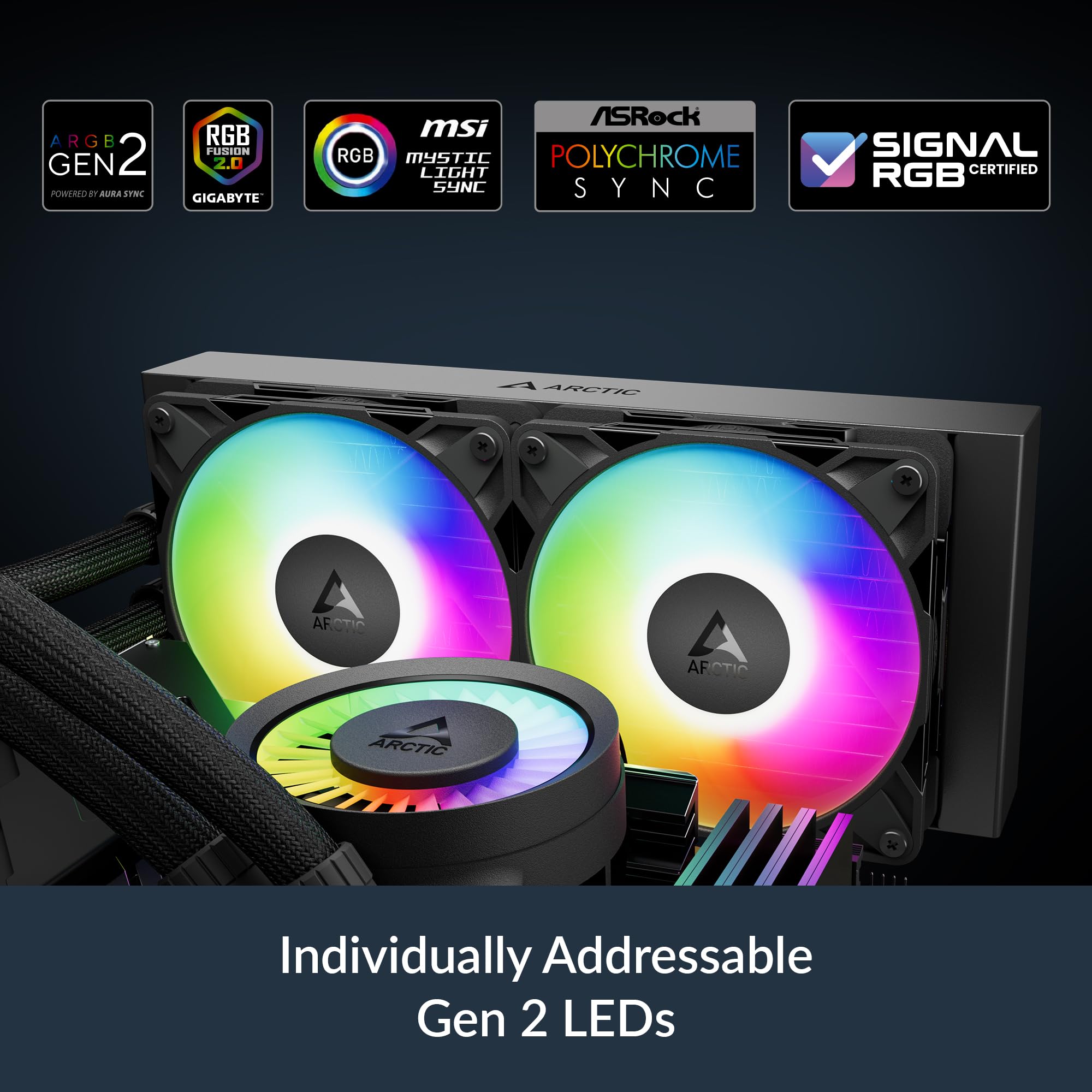 ARCTIC Liquid Freezer III Pro 240 A-RGB - 240 mm AIO CPU Cooler, Water Cooling, 38 mm Radiator, PWM Pump, VRM Fan, for AMD AM5/AM4, Intel LGA1851/1700 Contact Frame - Black