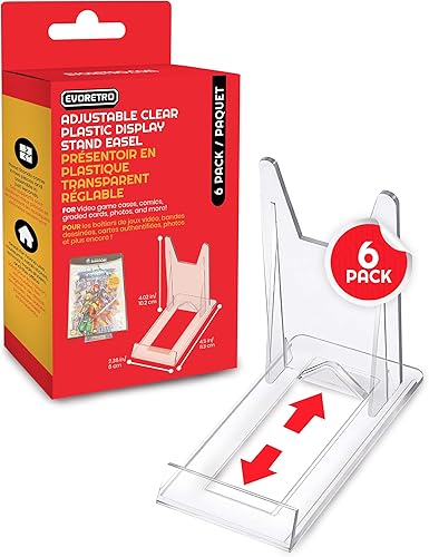EVORETRO Soporte de exhibición – Soporte de placa – Paquete de 6 soportes de acrílico ajustables compatibles con TCG, losa, tarjetas deportivas,