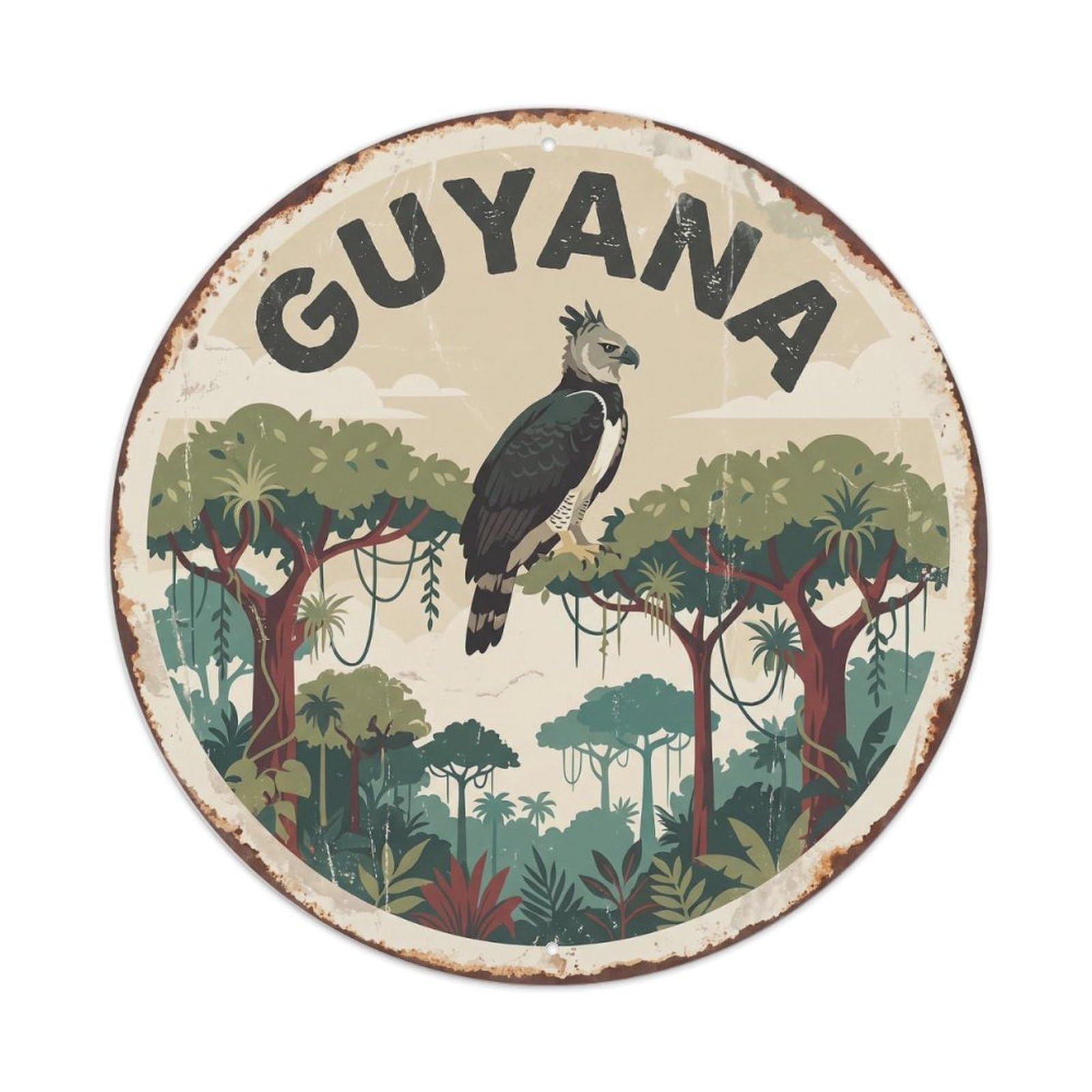 Guyana Harpy Eagle Canopy Treetops Metal Tin Sign