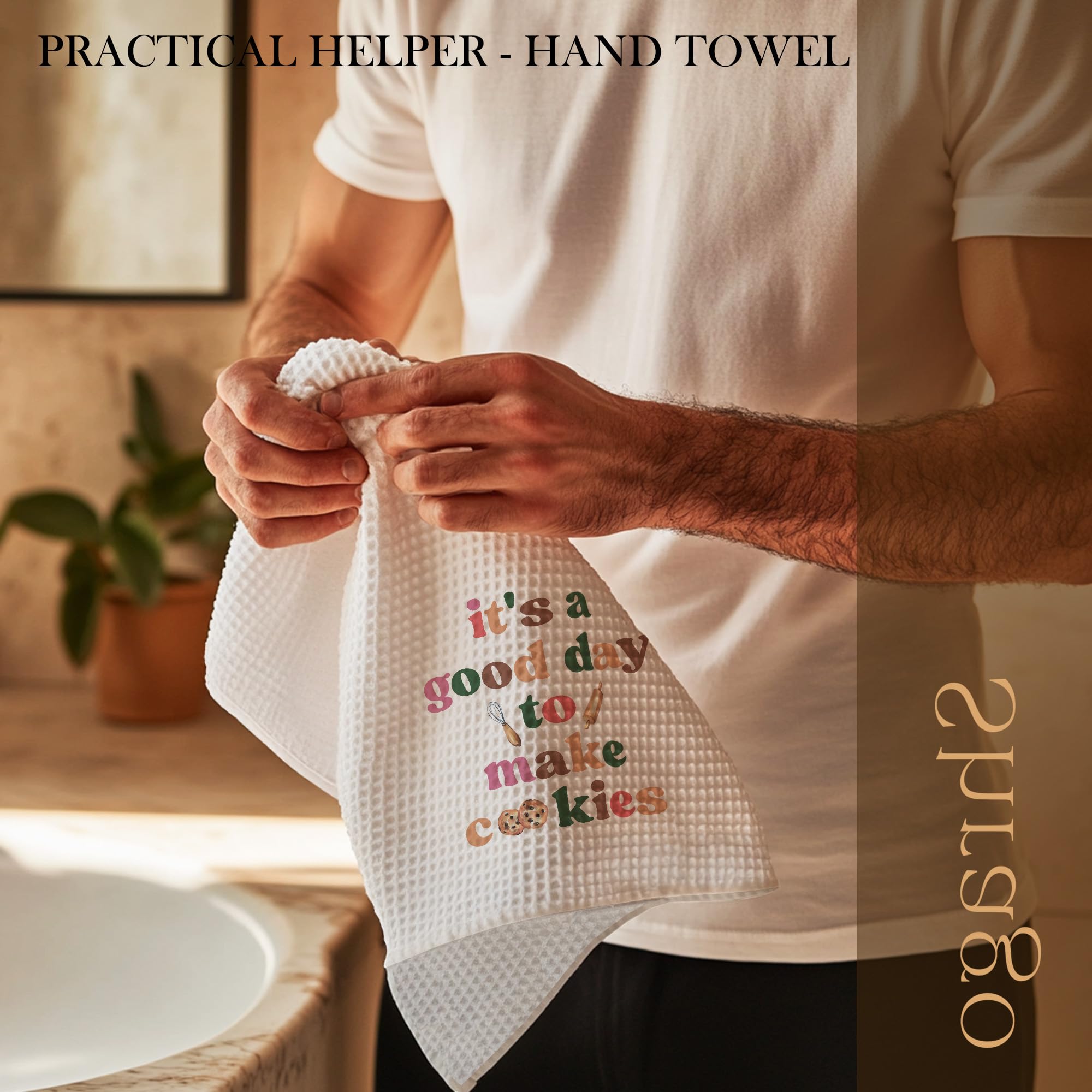 Funny Baking Gifts Kitchen Towels, Gifts for Bakers Cookie Lovers Dish Tea Towels for Kitchen, It's a Good Day to Make Cookies Decorative Hand Towel, 16x24 Inch