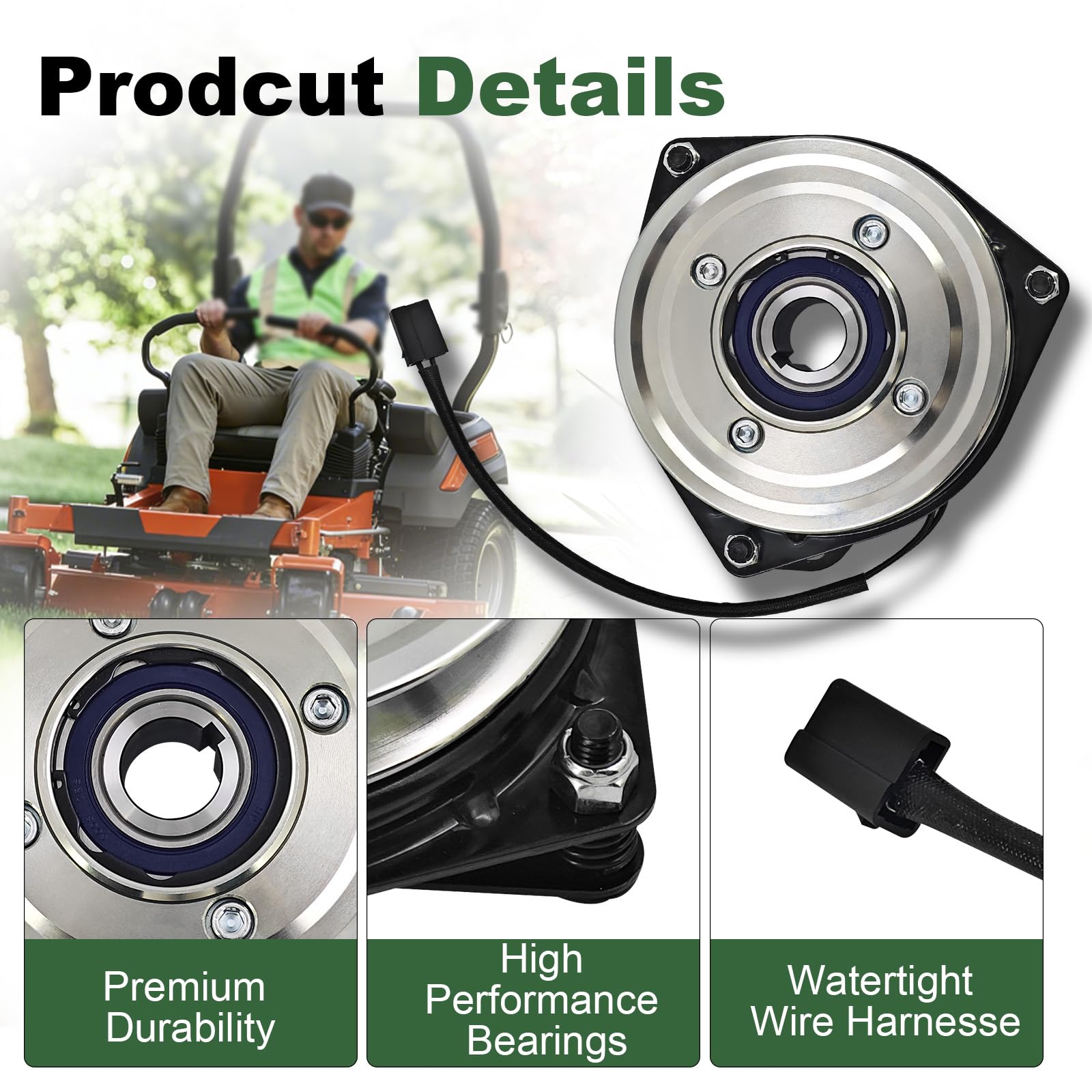 Embrague PTO 539113437 X0606 para Husqvarna EZ4822 EZ4824 EZ6124 EZ5224 EZ5225, embrague eléctrico PTO de 150 pies compatible con Dixon para cortacéspedes Kees al aire libre con arnés de