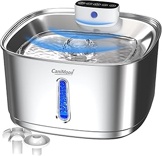 Jouets interactifs chien chat 3,2L Fontaine a Eau Chat & Chien Ultra silencieuse sans Fil INOX, avec Filtre, détecteur d