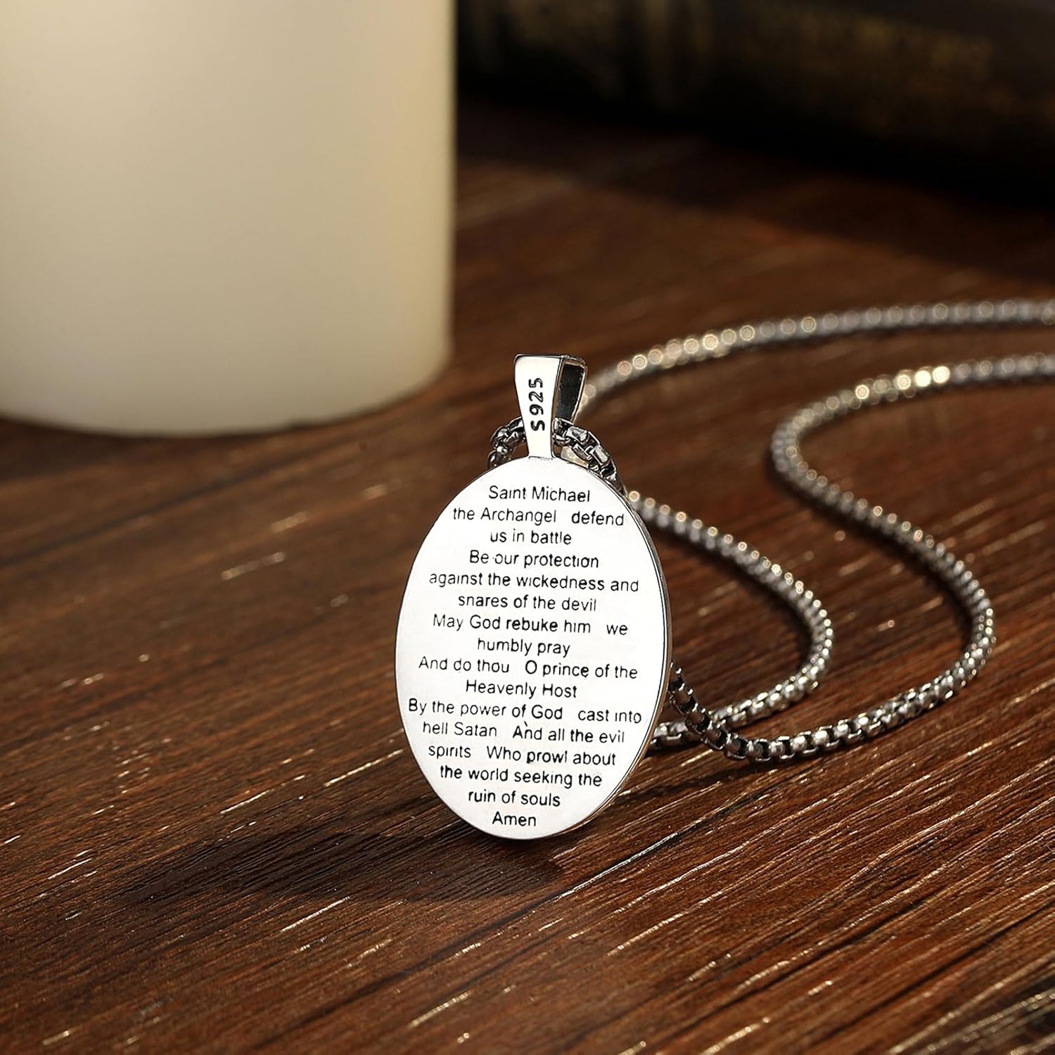 EUDORA S925 Sterling Silver Virgin Mary/ST Benedict/St Christopher/Archangel Michael Raphael Metatron/St Tude Crucifix Necklace Bible Verse Pendant Protection Religious Jewelry Gifts For Men Women - Image 3