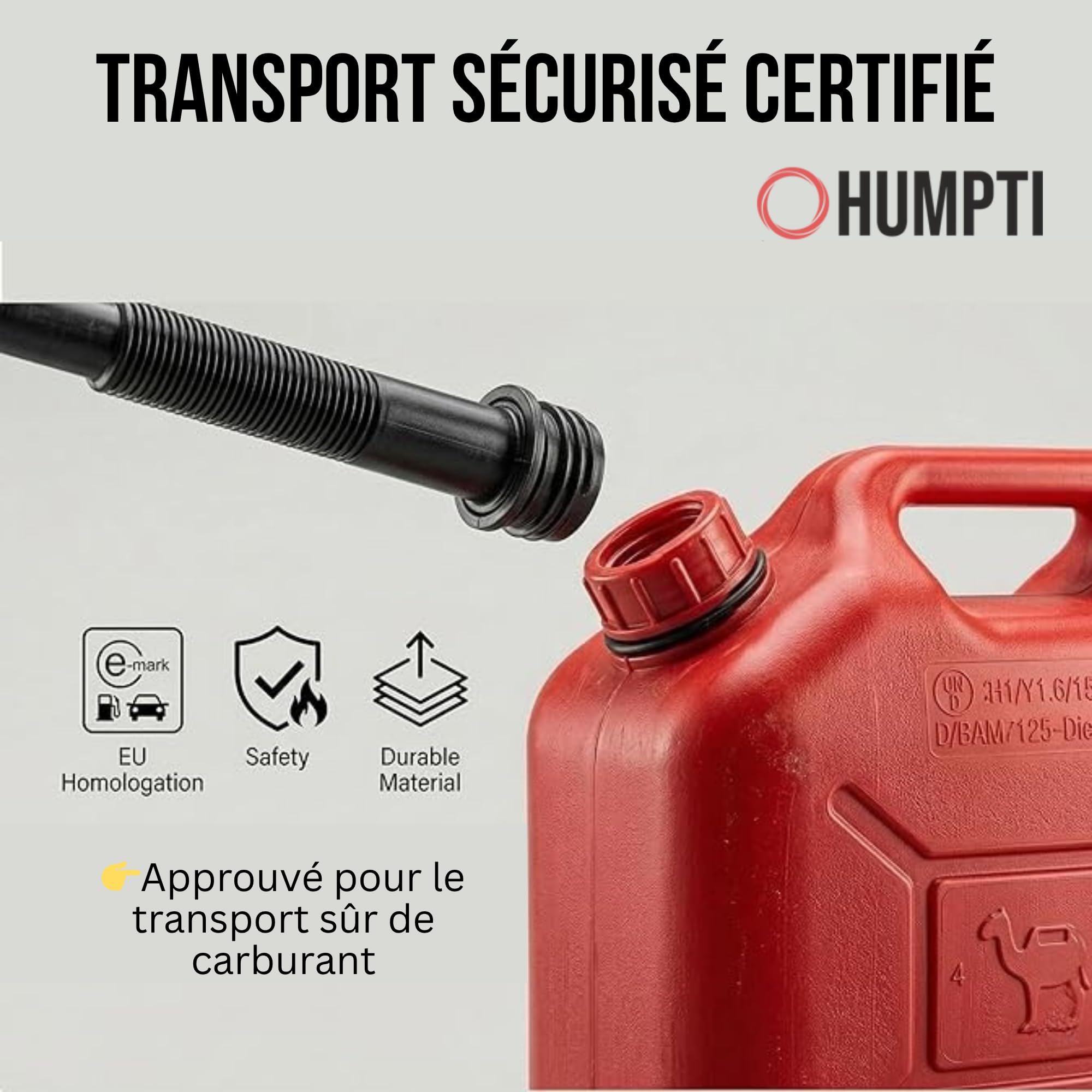 Jerrican Essence 20L Homologué Plastique avec Jauge de Niveau - Bidon Carburant Pack 6 Unités - Pour Essence Gasoil et Diesel, 120L Total - Rouge