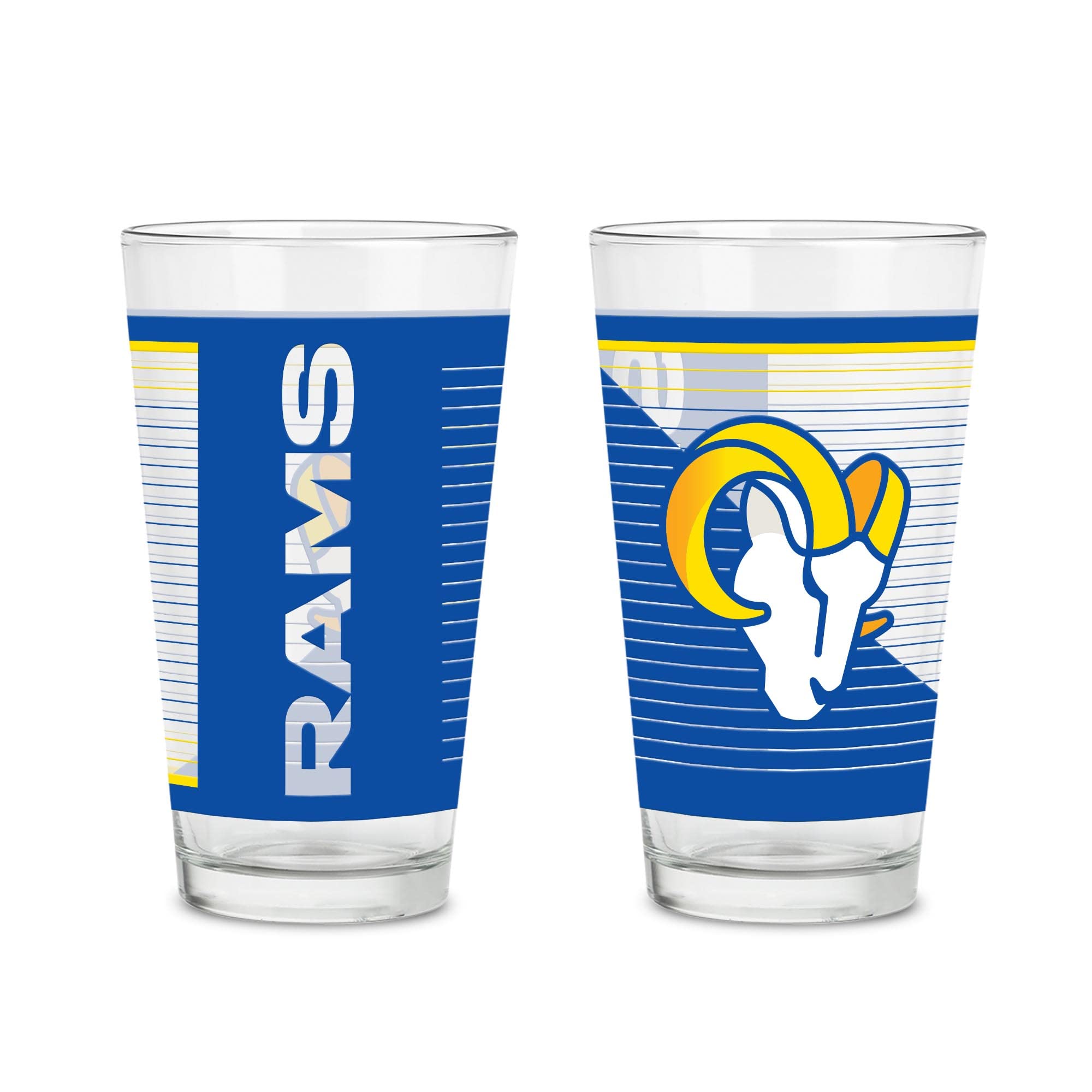 Rico Industries NFL Football Main 16 oz Pint Glasses with Digitally Printed Logo, Practical Set of 2 Classic Drinking Glasses, Dishwasher Safe