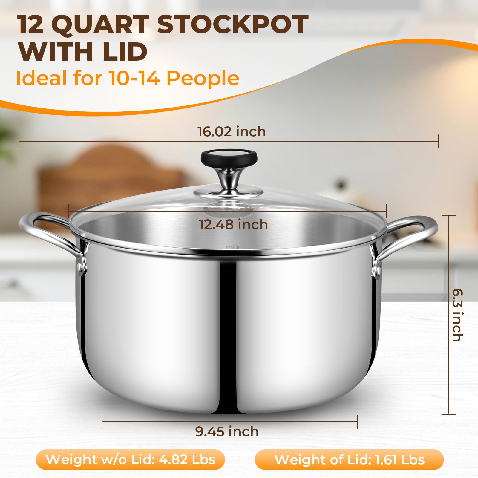 Amazon.com: Tri-Ply Stainless Steel Stock Pot, 12 Quart Heavy Duty