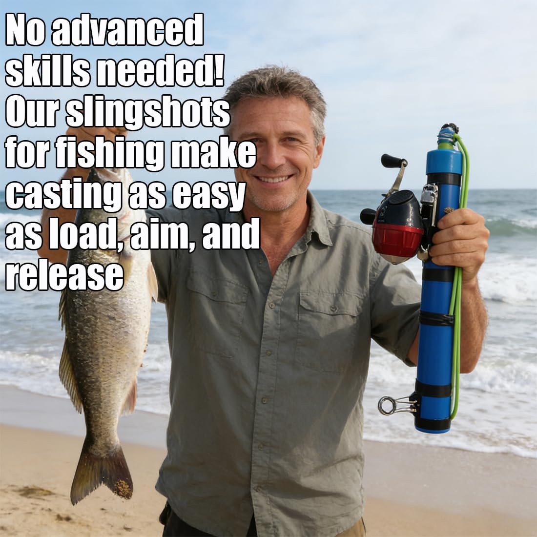 Fishing Catapult Rod, 2026 Upgrade Telescopic Precise Lure Launcher Fishing Tool, Compact Sling Shot Fishings Pole Reel for Saltwater and Freshwater, Funny Fishings Gifts for Men