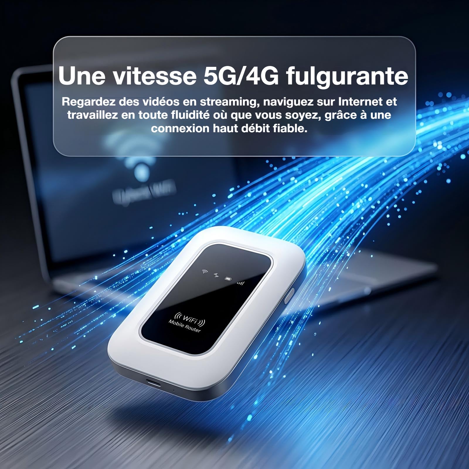 Routeur 5G WiFi Portable, Modem Carte SIM Débloqué, Haut Débit 5G/4G+ pour 28 Appareils, Hotspot Mobile Nomade – Idéal pour Voyage, Télétravail et Déplacements