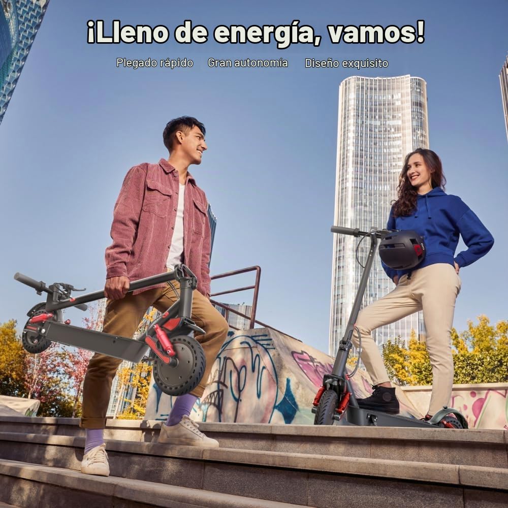 HX D06 Patinete Eléctrico Adultos, Doble Suspensión, 500W 16Ah/25Ah E Scooter para Ciudad y Off-Road Ligero, Autonomía Máxima 55-85 km, Pantalla Multifunción - Neumático Macizo 8.5"