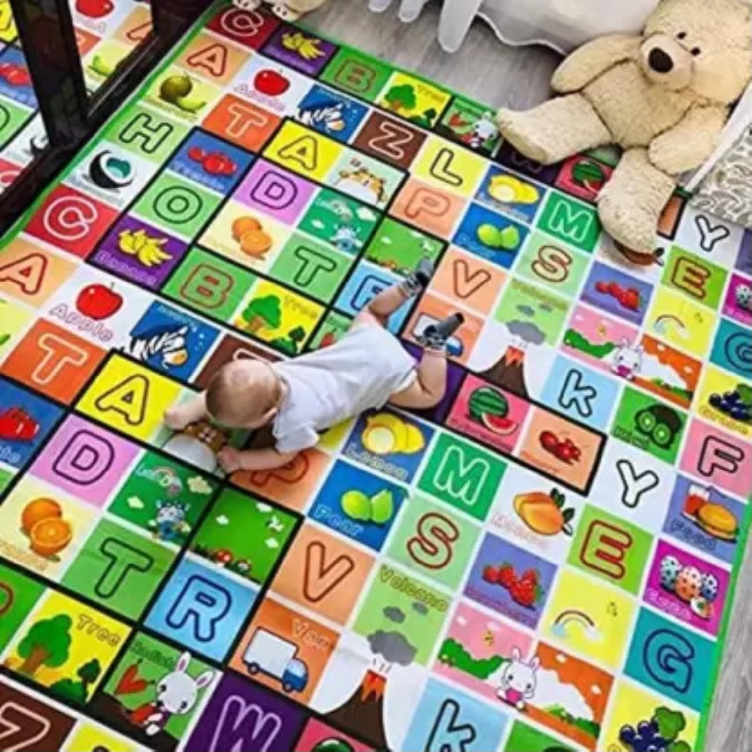 qumico etp Play Mat Baby Double Sided Waterproof Baby Mat Carpet Crawl Play Mat Kids Crawling Play Mat Carpet Baby Gym Water Resistant Baby Play & Crawl Mat(Large-6 Feet X 4 Feet) (Kids Large MAT)