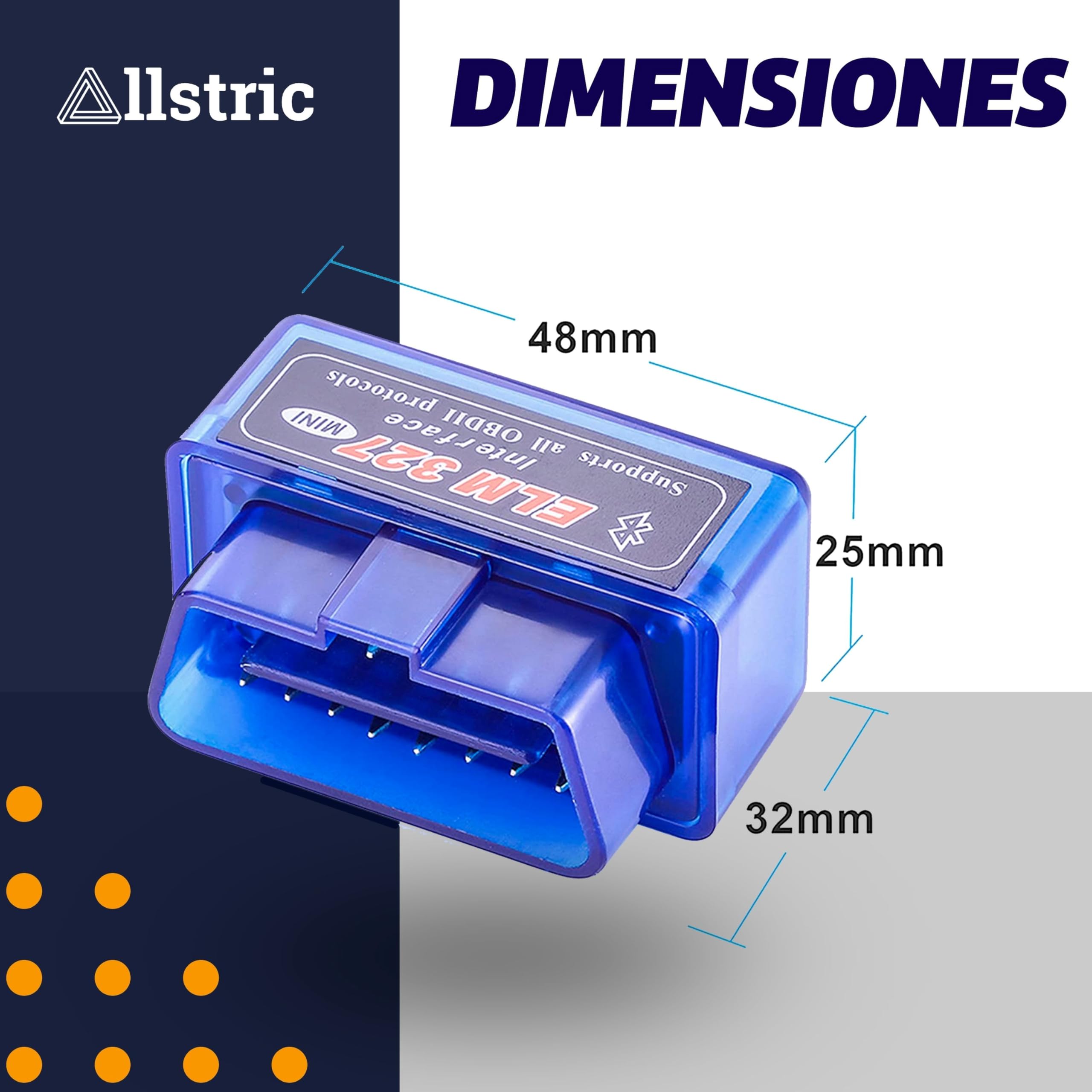 Allstric® Obd2 Diagnosis Coche Multimarca. ELM 327 Lector y Herramienta de Análisis y Diagnostico. Obd2 Bluetooth OBD Original para Escaner. Maquina Diagnosis Coche de Fallos y Errores. — view 6