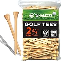 WHAMZ33 Professional Bamboo Golf Tees 2 3/4 Inch 100 Pack - Durable Eco-Friendly Tees for Longer Drives