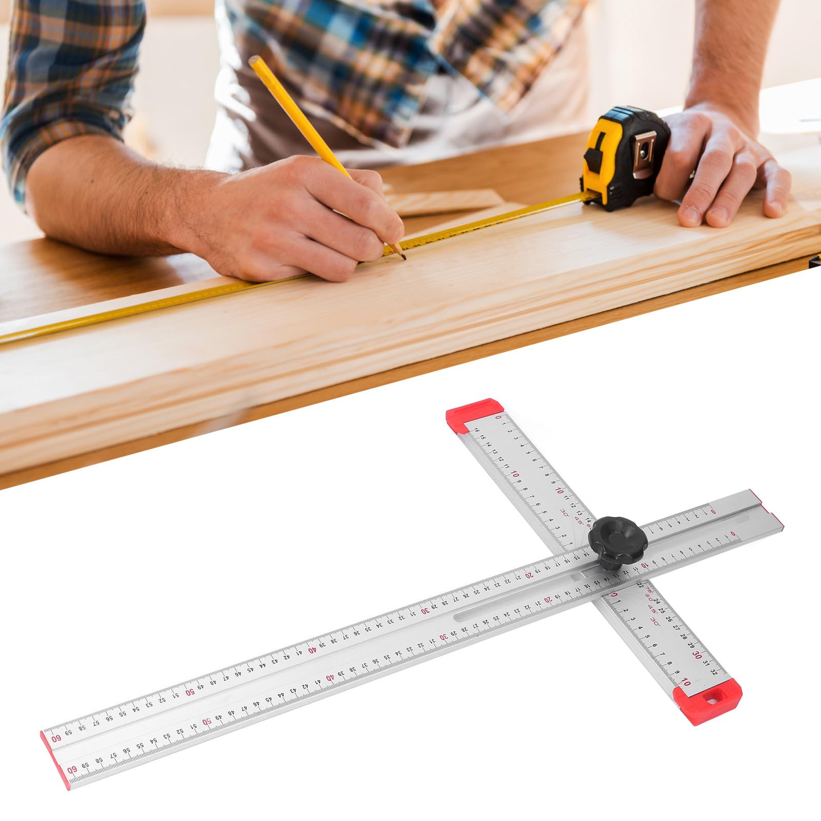 Generic Righello Combinato da 12 Pollici Goniometro in Acciaio Inossidabile e Alluminio con Scale in Pollici/mm per la Lavorazione del Legno Lavorazione dei Metalli Misurazione dell'angolo Marcatura