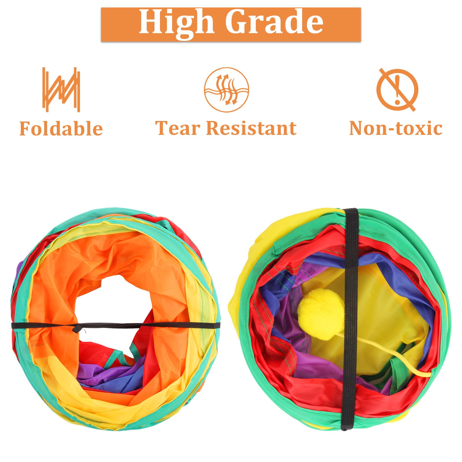 ZOFUN 2 Pcs Rabbit Tubes, 46 x 16 T Shape Rabbits Hides and 80 x 15 cm S Type Hamster Tunnels, Canvas Hamster Tube Set - Image 3