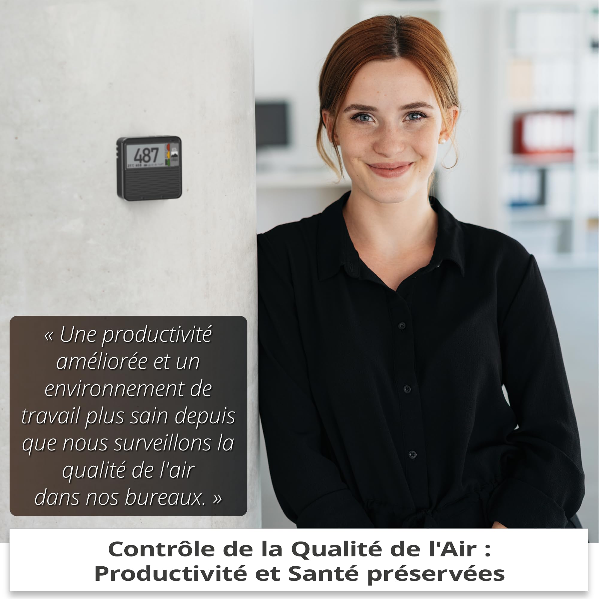 éCO2 - Moniteur de Qualité de l'Air Intérieur - Détecteur CO2 Précis et Durable - Capteur CO2, Température et Humidité - Autonome et Portable - Parfait pour Maison/Bureau/École