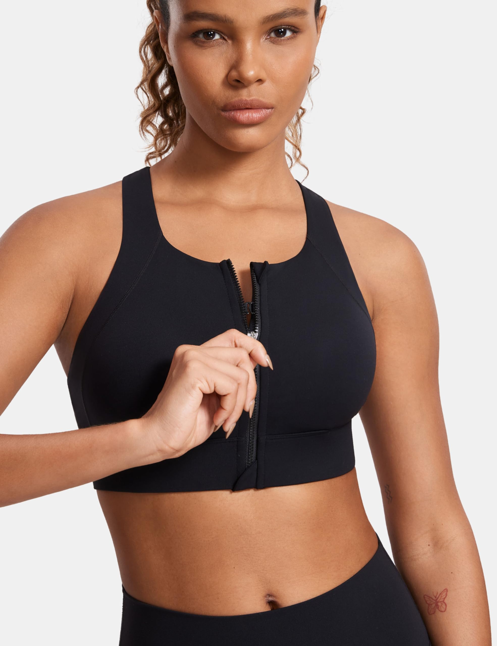 SYROKAN Sujetador Deportivo Alto Impacto Abrochado Delante sin Aros Cruzado Espalda para Mujer