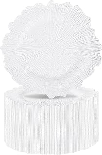 White Plastic Charger Plates,Reef Edge,13 Inch, 50 Pack
