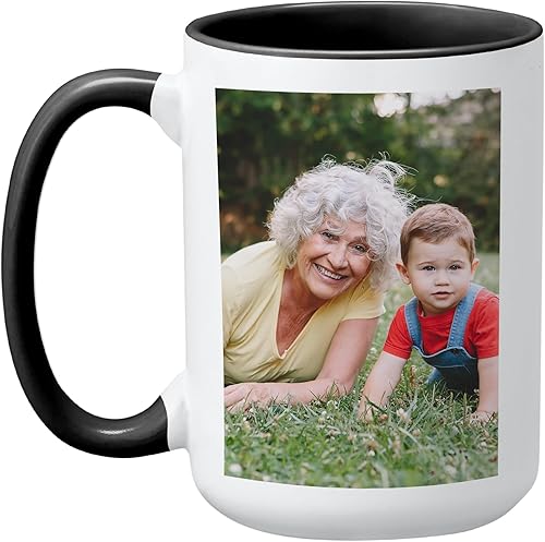 Miniatura 9 de Let's Make Memories Taza de fotos personalizada con mensaje, 11 onzas, mango rojo, para ella