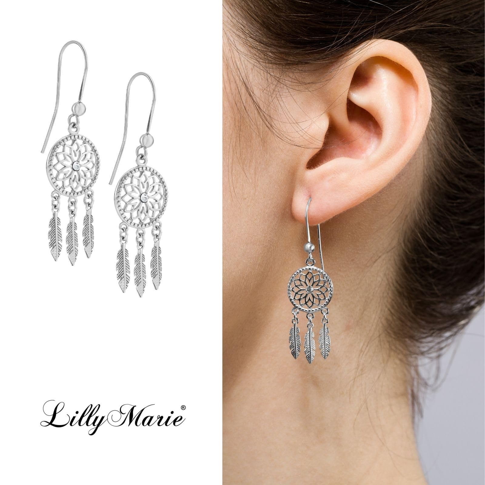 LILLY MARIE Orecchini Pendenti Donna In Argento Sterling Con Finitura Rodio Prodotti Nellue