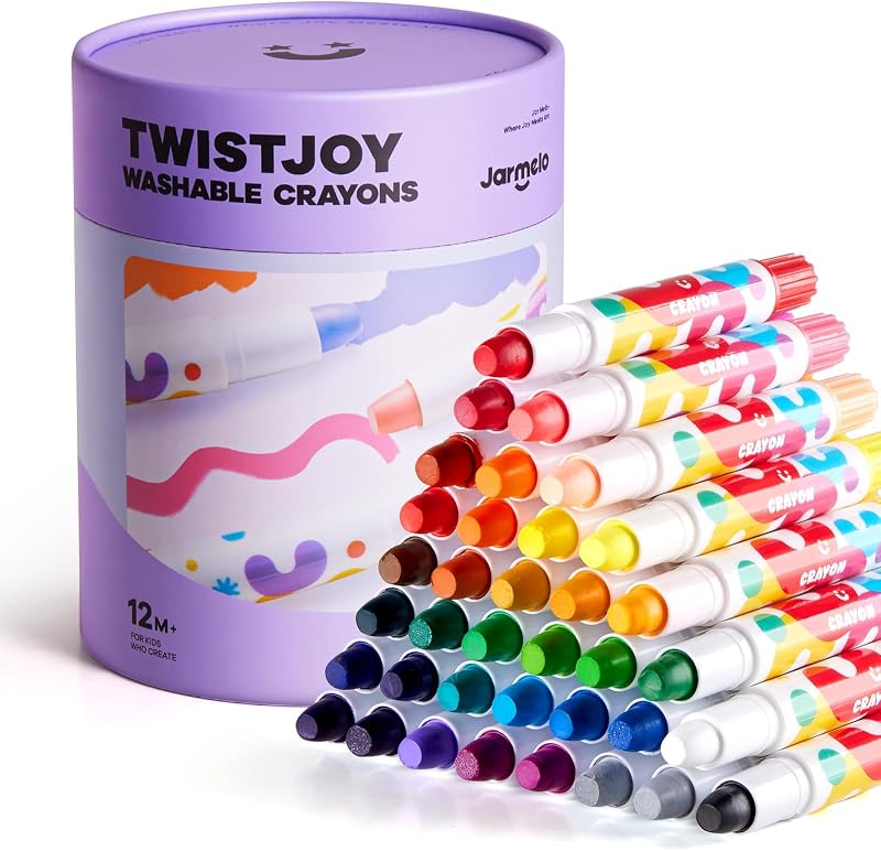 Jumbo Crayons for Toddlers, 36 Colors TwistJoy Washable Crayon | Ultra-Silky, Non-Toxic, Easy to Hold, Safe for Babies, Children's Gift, Back to School