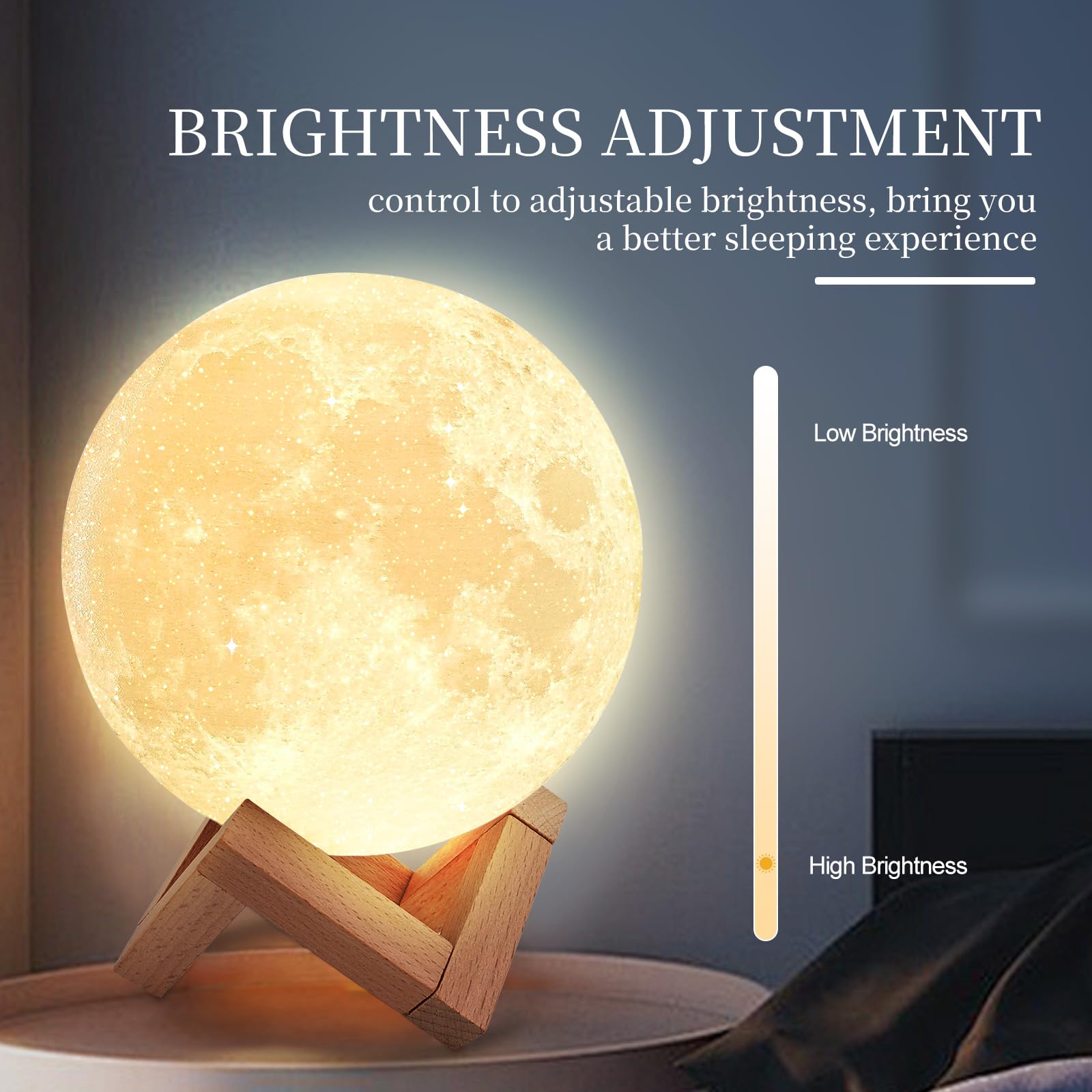 Poojaed Lampada luna 3D 15CM/5.9" Upgraded 16 colori di regolazione,supporto in legno,telecomando e carica USB,luce lunare decorazione per adulti ragazze bambini compleanno,regali di San Valentino