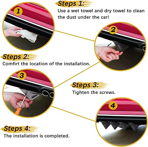 Miniatura 5 de Juego de 4 piezas de difusor de parachoques trasero de forma curvada universal de alerón de tiburón, juego de decoración de ala de labio, fibra de