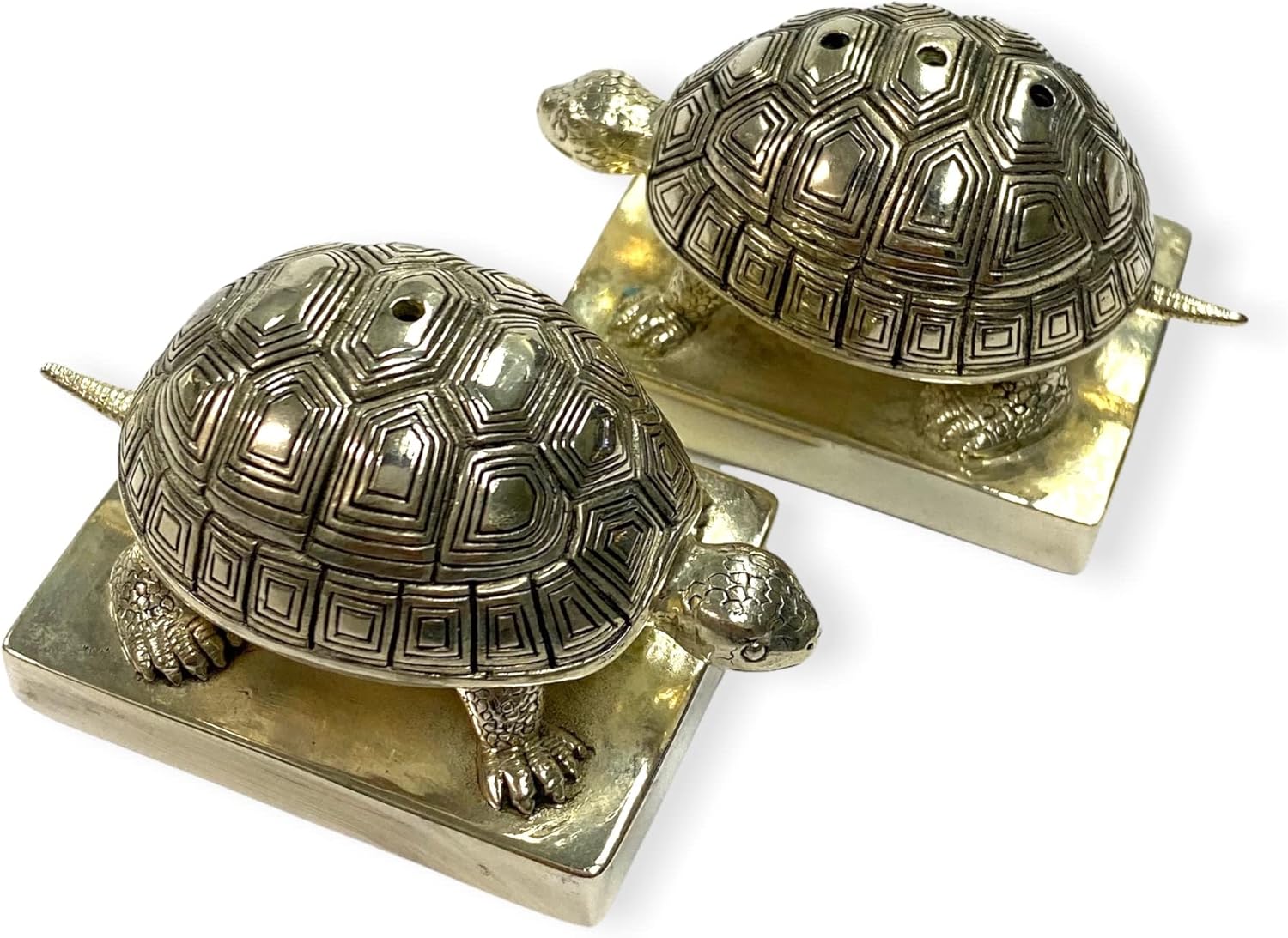Novelty Style Turtle Pair Salt and Pepper Shaker Pots 925 Silver Plated