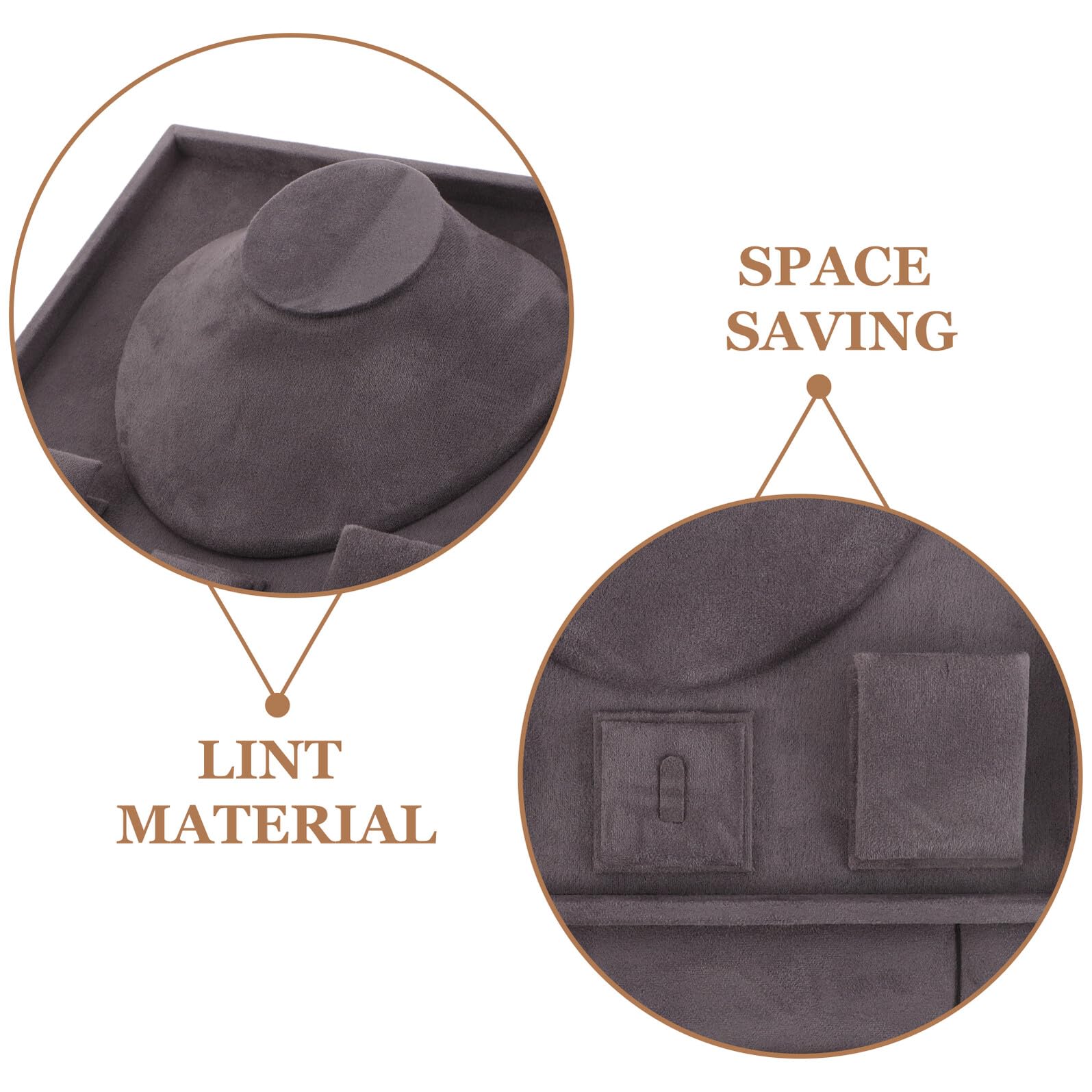 GALPADA Vassoio Espositivo in Velluto Grigio per Gioielli Piatto 30,2X25X6,5 CM Organizer per Anelli, Bracciali, Collane e Orecchini per Viaggi e Uso Domestico