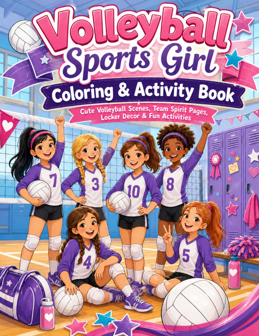 Volleyball Sports Girl Coloring & Activity Book: Cute Volleyball Scenes, Team Spirit Pages, Locker Decor & Fun Activities