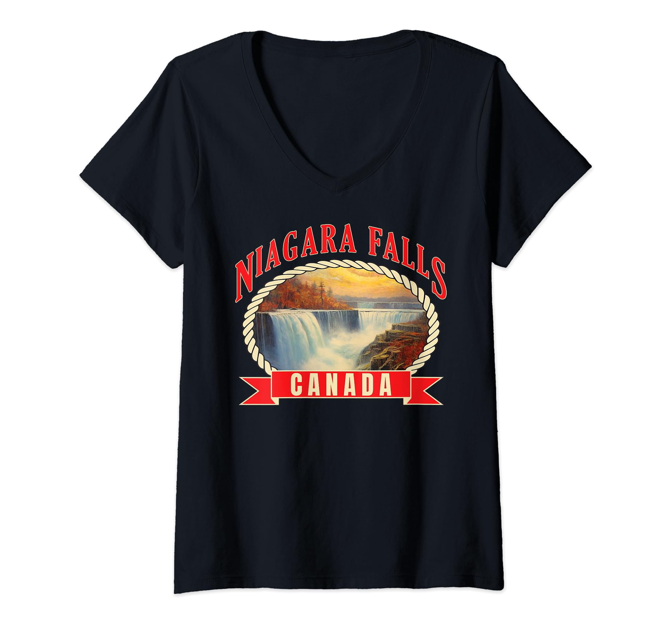 Niagara Falls Canada USA Nature river V-Neck T-Shirt