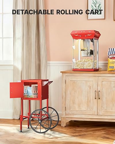 Miniatura 7 de Carro de máquina de palomitas de maíz mejorado 2025 de 8 onzas, máquina para hacer maíz con hace hasta 32 tazas, máquina de maíz pop para cine con