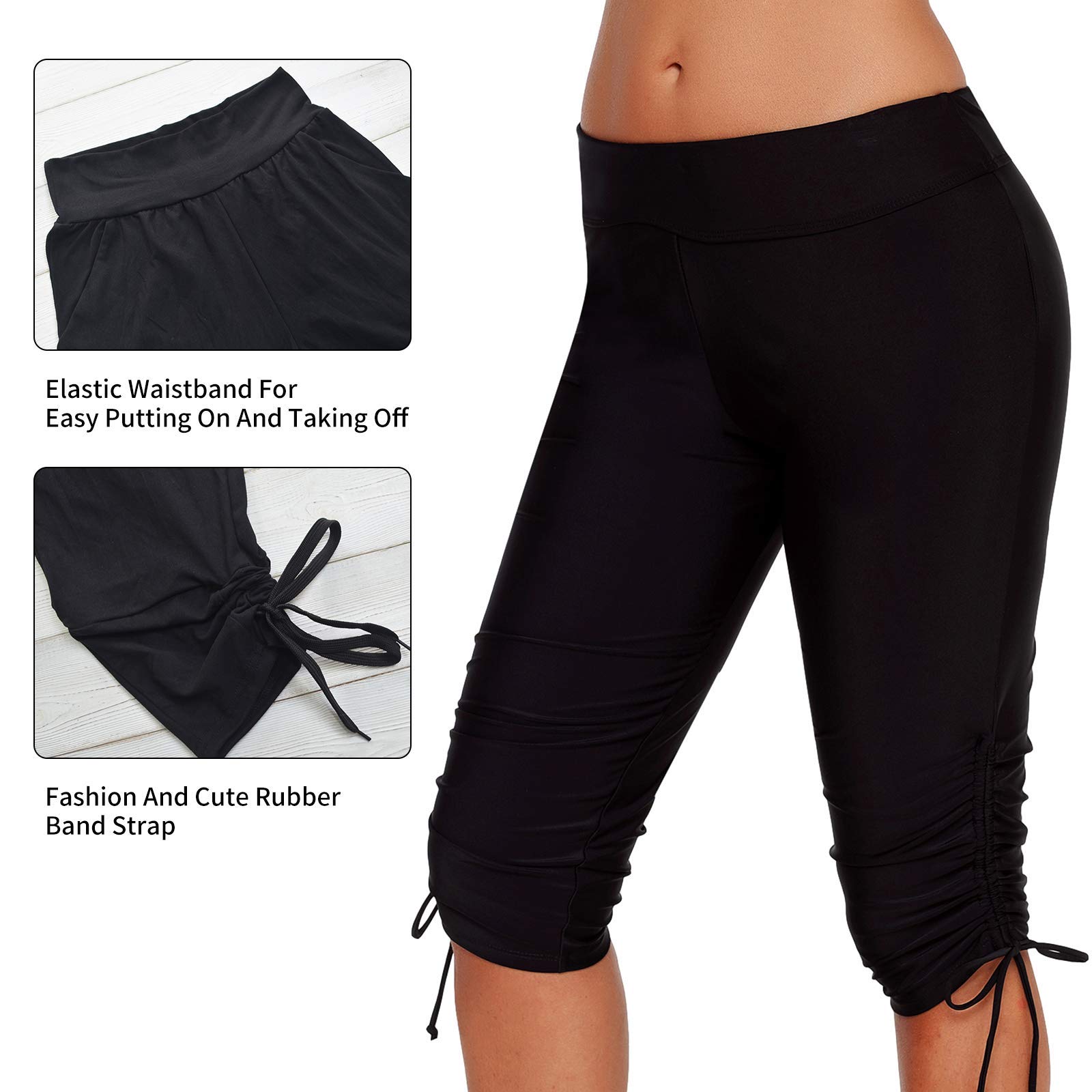 TMEOG Pantaloncini da Bagno Donna Pantaloncini da Bagno Sportivi ad Asciugatura Rapida Pantaloncini da Bagno a Vita Alta Tinta Unita S-XXL