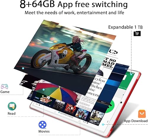 Miniatura 2 de AOYODKG Tablet, 10.1 inch Android Tablet, 8GB+64GB (1TB Expand), 5G WiFi Tablet, IPS HD Touch Screen, 13MP Dual Camera, Bluetooth, GPS, GMS