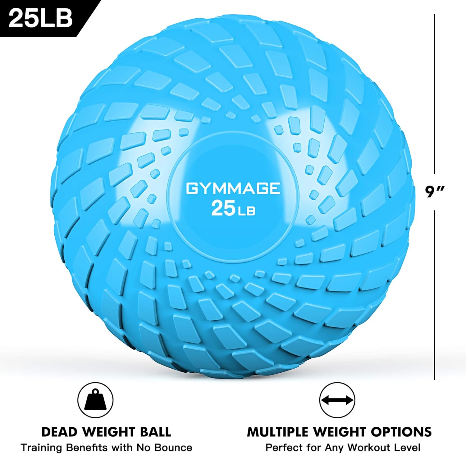 GYMMAGE Slam Ball, Weighted Ball for Exercise, 10, 15, 20, 25, 30, 40, 50lbs Exercise Slam Medicine Ball for Strength and Crossfit & Conditioning Training Home Gym Workout, with Easy-Grip Surface