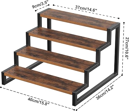 Miniatura 10 de Waissdea Soporte elevador de exhibición de madera, estante elevador de exhibición de madera, estante de encimera de cocina, organizador de especias,