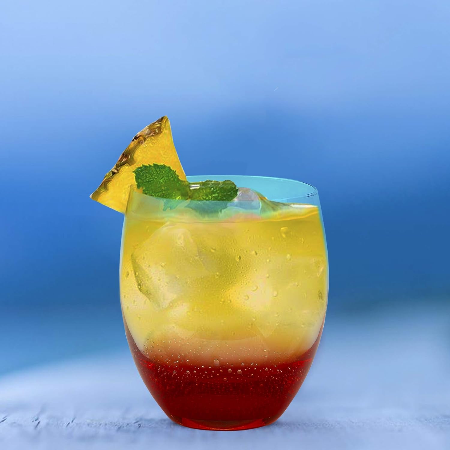 IMPULSE! Nassau Hand Blown Rocks Glasses – Set of 4, Red | Perfect for Cocktails & Mixed Drinks | Ideal for Home Bar or Kitchen