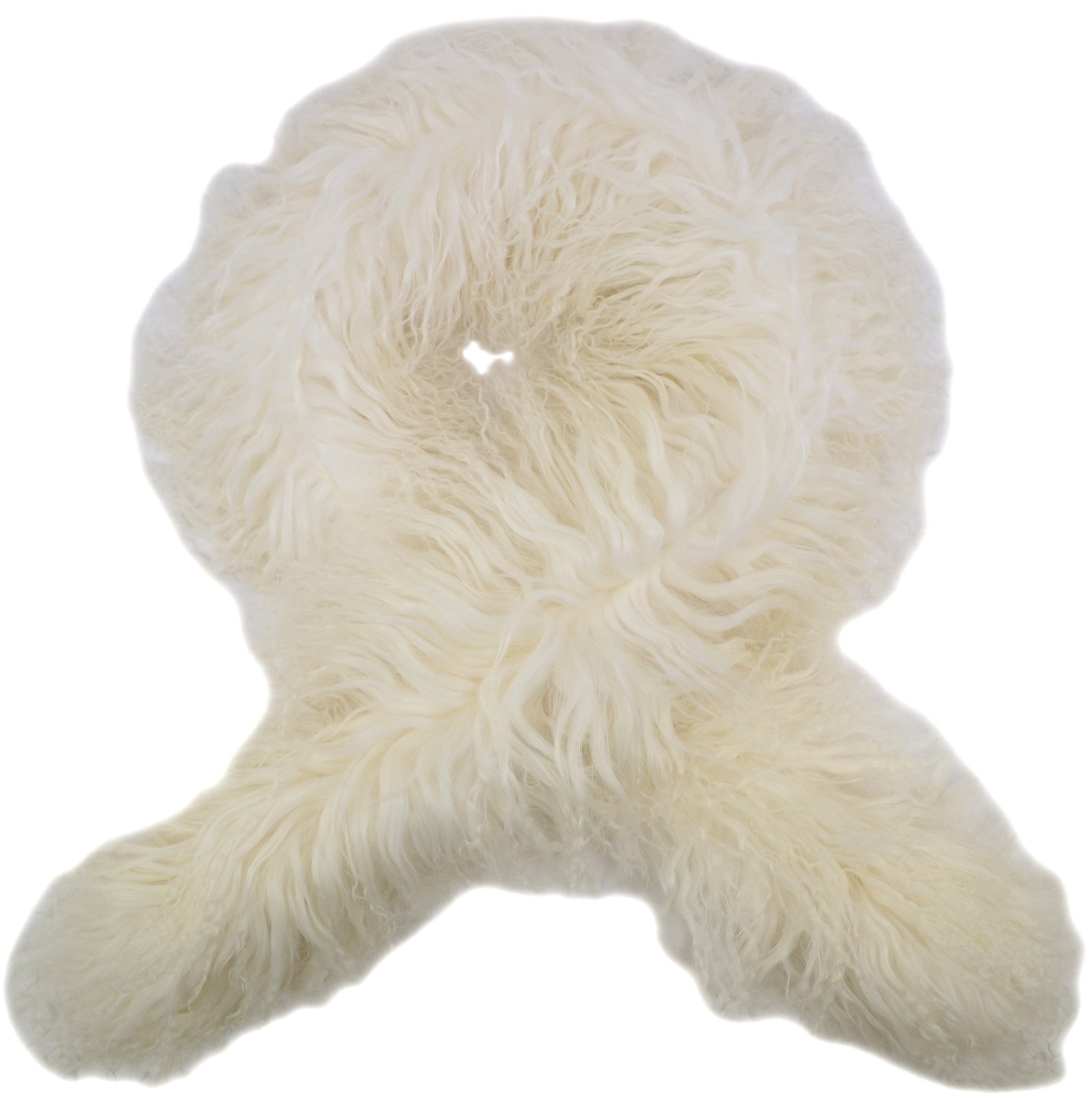 SNUGRUGS Womens Extra Long Genuine Curly Mongolian Sheepskin Scarf/Boa - Ivory