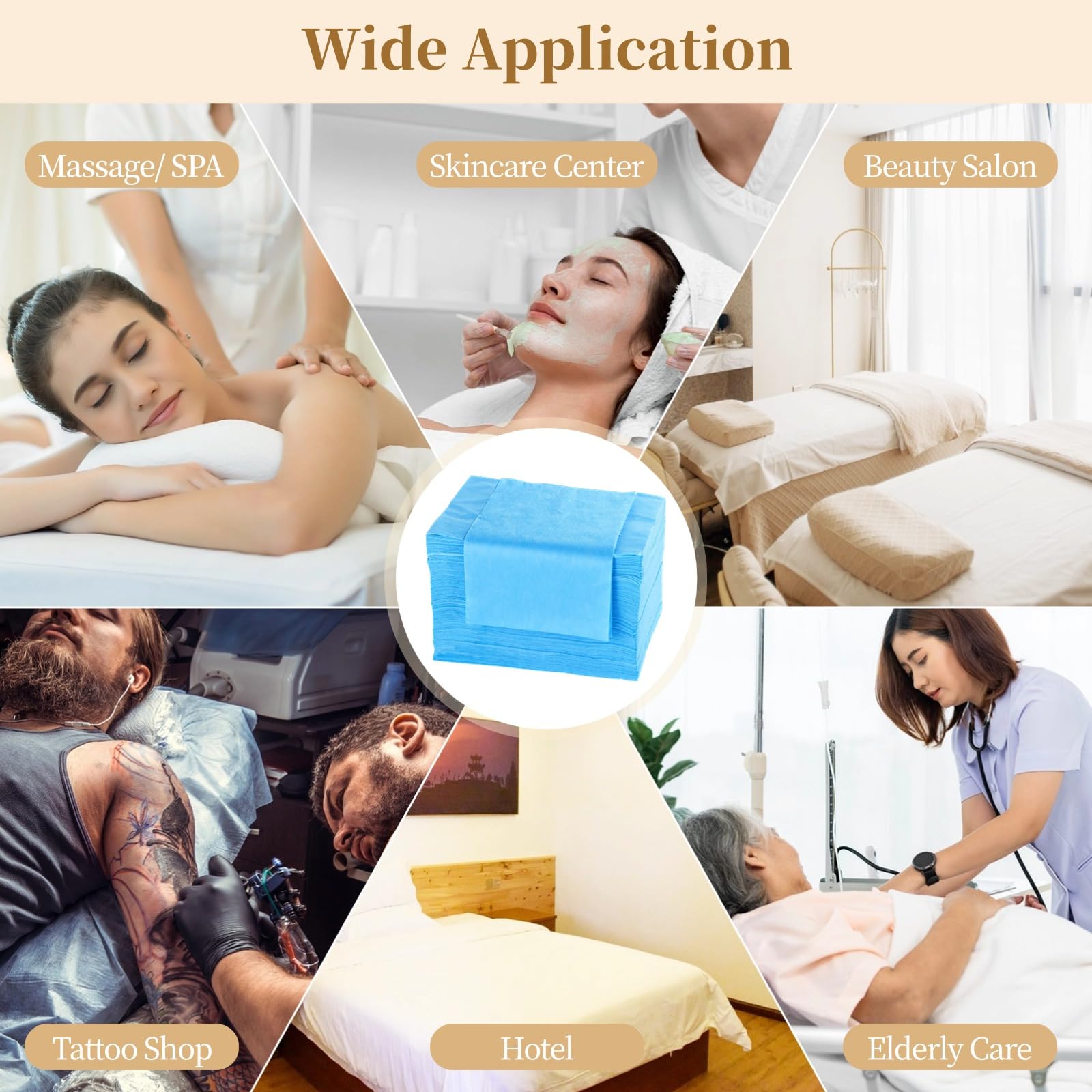 100 hojas desechables para mesa de masaje, 71 x 31.5 pulgadas, fundas desechables de cama de masaje de tela no tejida transpirable, sábana de higiene de un solo uso para centros de spa, salones de