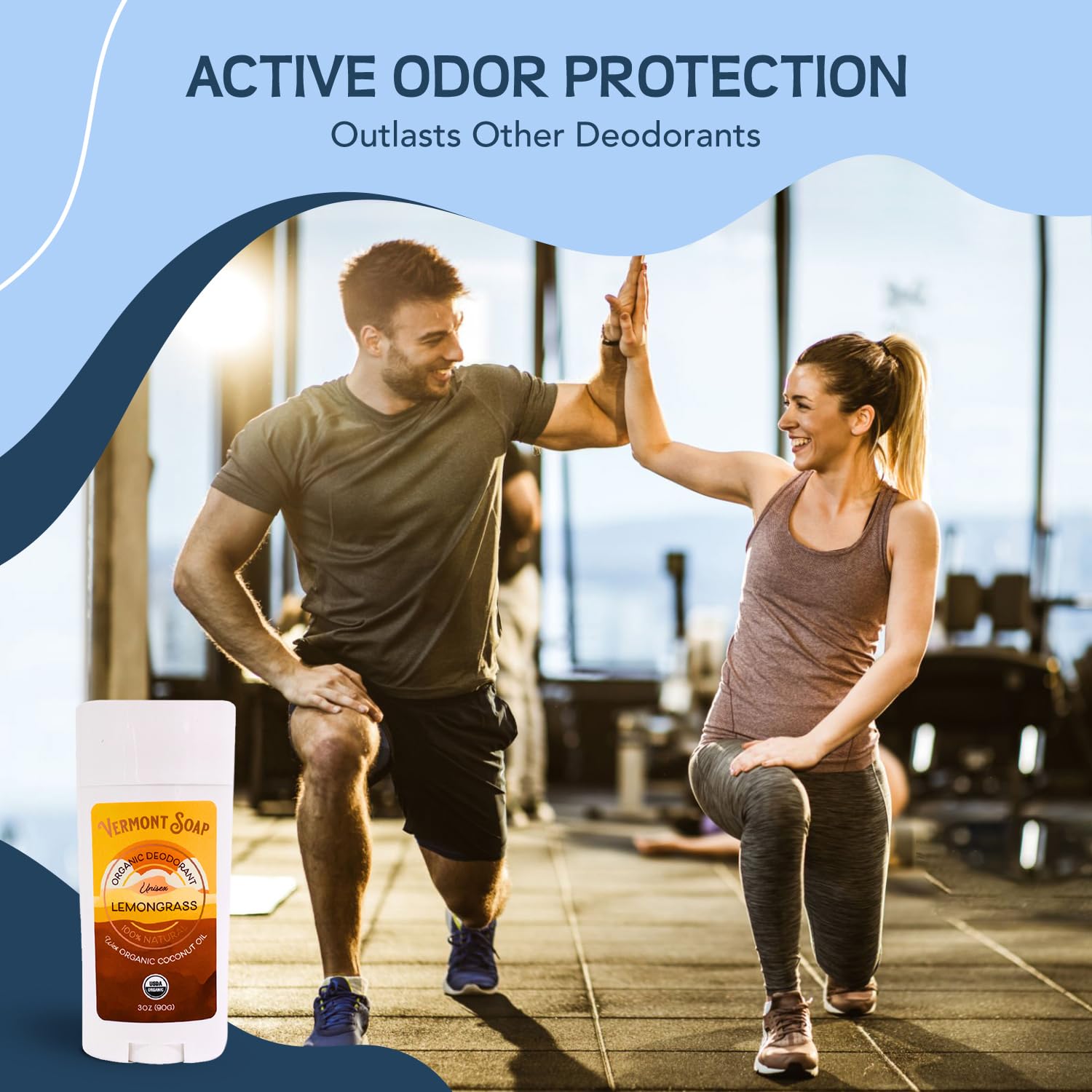 Vermont Soap Deodorant, Organic Lemongrass Deodorant, Antiperspirant Natural Deodorant for Men & Women, Paraben Free & Aluminum Free Deodorant - Pack of 3-3 oz.