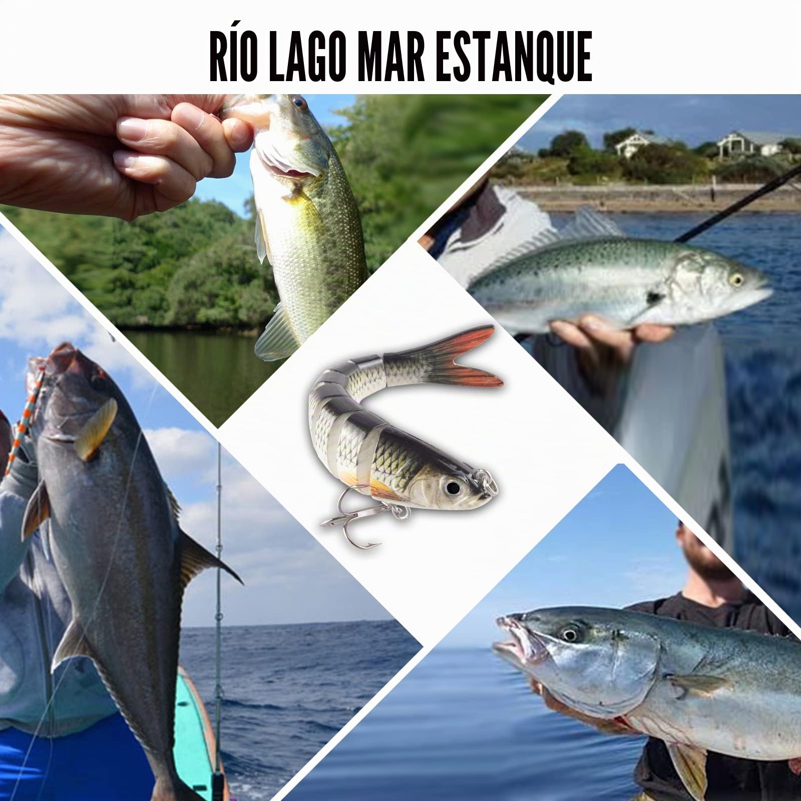 Señuelos de pesca, Cebos de Pescar Articulados Artificiales Señuelos Spinning, Multi articulado Pesca de Vida como Cebo Duro del senuelo, para Calamar Lubina Río Mar