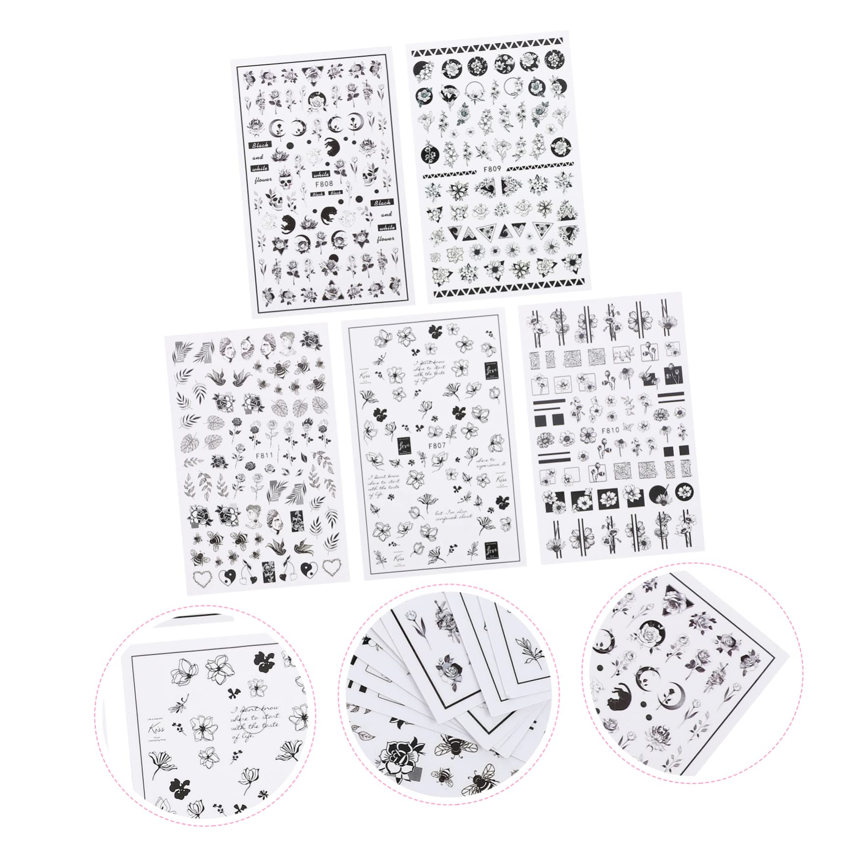 ABOOFAN 50 Hojas Arte De Uñas Pegatinas Clavo Esmalte De Uñas Pegatinas Decoración De Flores Suministros De Arte De Uñas Transferencias De Uñas De Flores 3d Pegatinas Decorar Las Flores