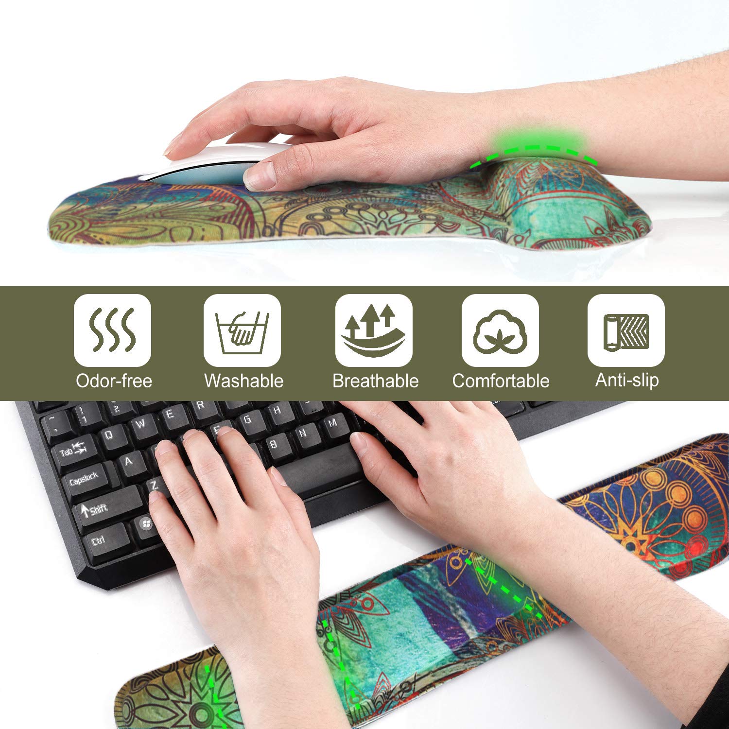 Ergonomic Keyboard Wrist Rest & Mouse Pad - Pain Relief -4