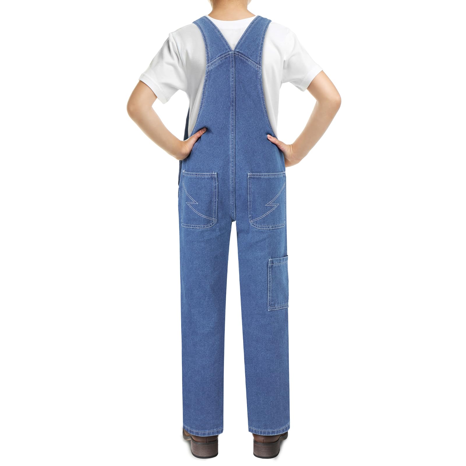 HISEA Salopette en jean pour garçon, taille 4-16, salopette en jean bleu pour enfants avec bretelles réglables, salopette délavée classique pour jeunes