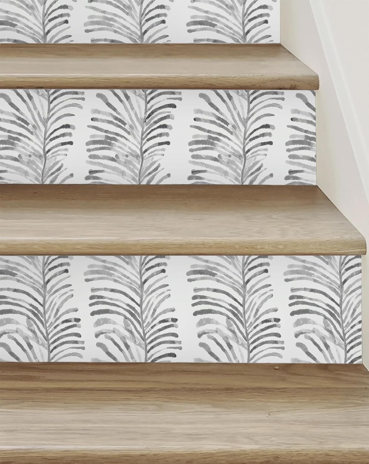 Peel and Stick Wallpaper Boho Wallpaper Stripe Contact Paper Peel and Stick Gray/White Herringbone Wallpaper Leaf Wallpaper for Bathroom Self-Adhesive Removable Wallpaper Watercolor Room 17.3“×393”
