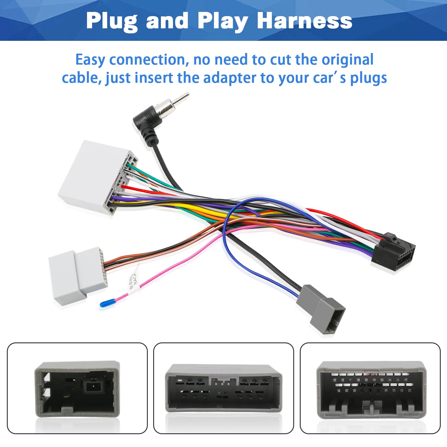 Fiegromech Radio Stereo Wiring Harness Replacement for Honda CRV 2007-2011 and Honda Civic 2008-2011, 16 Pin ISO Car Radio Power Speaker Cable with Antenna Adapter