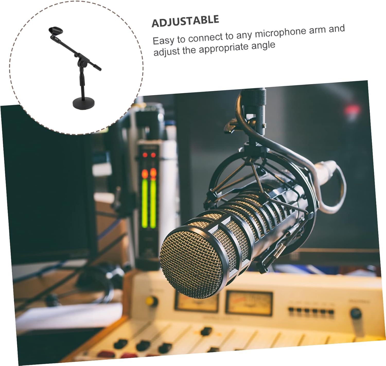 Toyvian Adjustable Table Microphone Stand with Weighted Base Compact Design for Stability Boom Arm for Streaming Gaming and Meetings