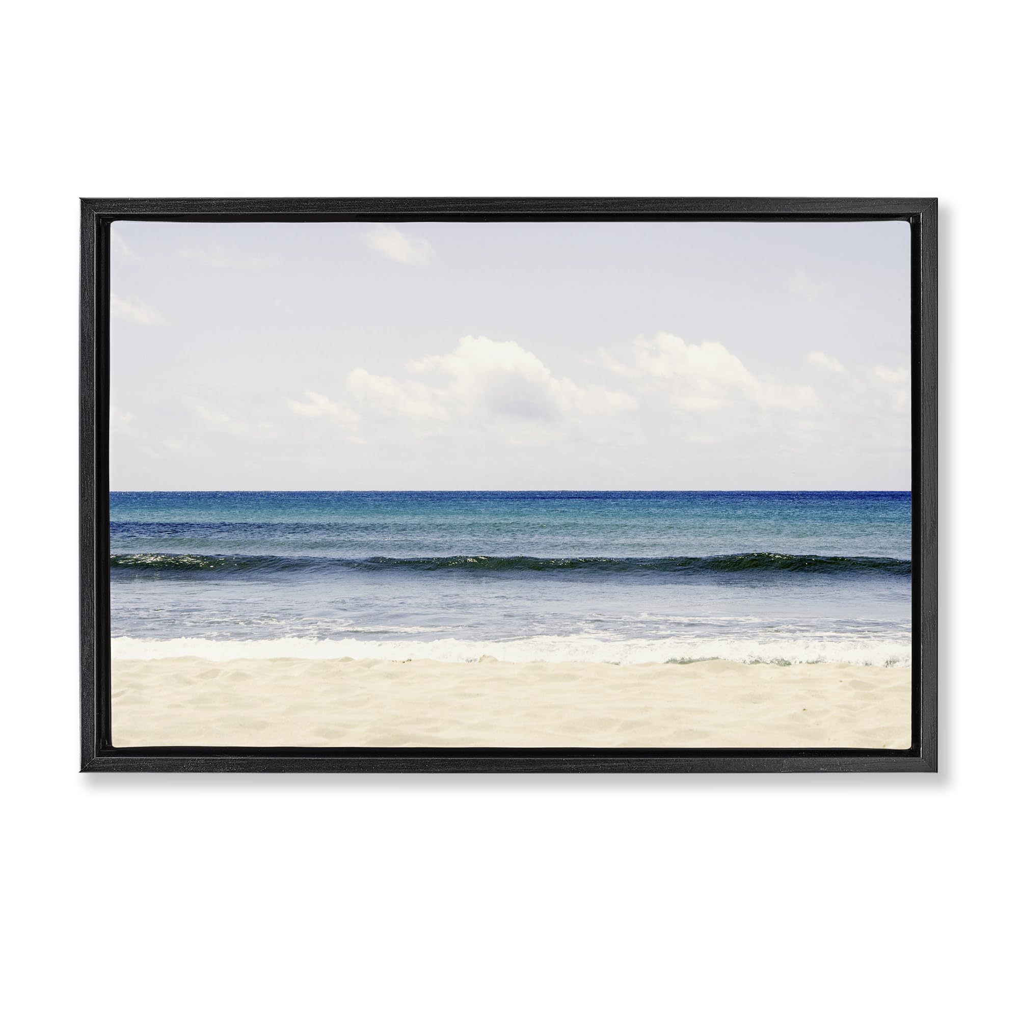 Stupell Industries Jet Black (Matte) 'Summer Seaside Escape'| Floating Frame Canvas Art
