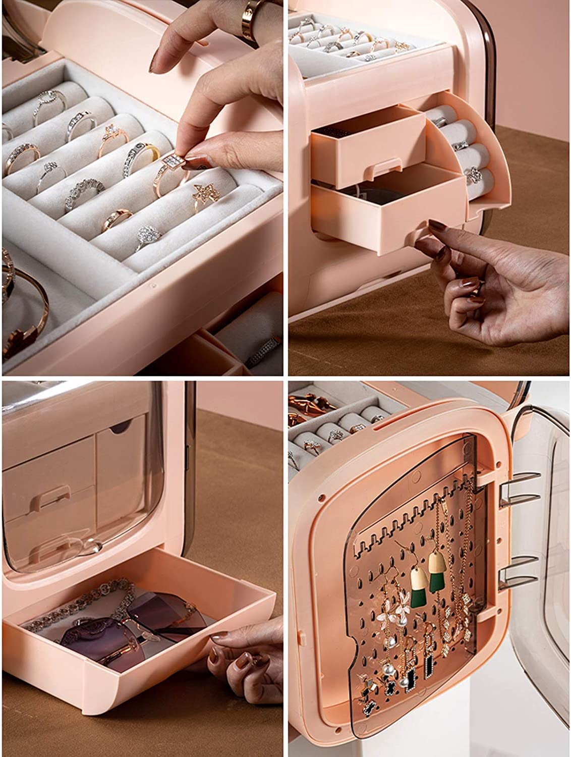 Caja De Joyería Caja Organizadora De Joyería Para Mujer, Soporte De Joyería De Exhibición De Alta Capacidad De 4 Capas Para Pendiente, Anillo, Collar, Anillo, Joyería Organizador De Joyas(Grün)