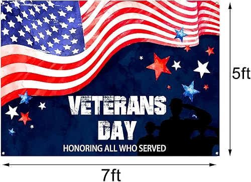 Miniatura 3 de Pancarta de fondo del día de los veteranos Honrando a todos los que sirvieron estadounidense, patriótico, fiesta, fotografía, decoración de fiesta