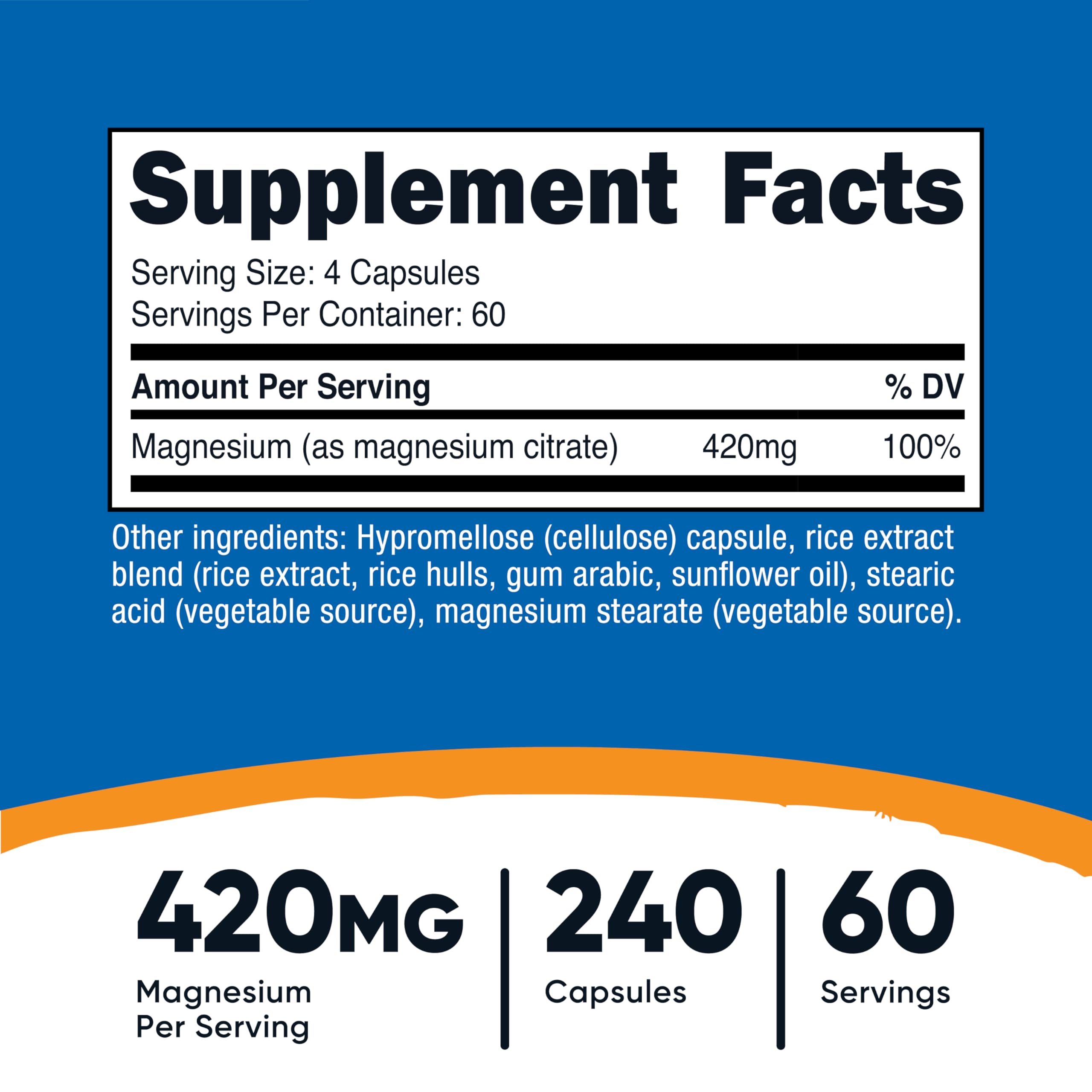 Nutricost Magnesium Citrate 420mg, 240 Veggie Capsules, 60 Servings — Amazon image 2